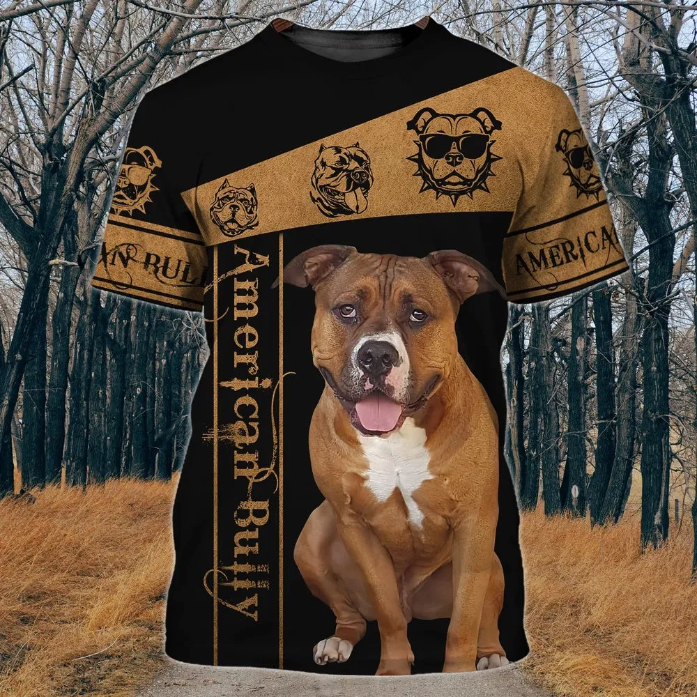 3D Dog T Shirts, American Bully Cute All Over Print T-Shirt, Gift For Pet Loves