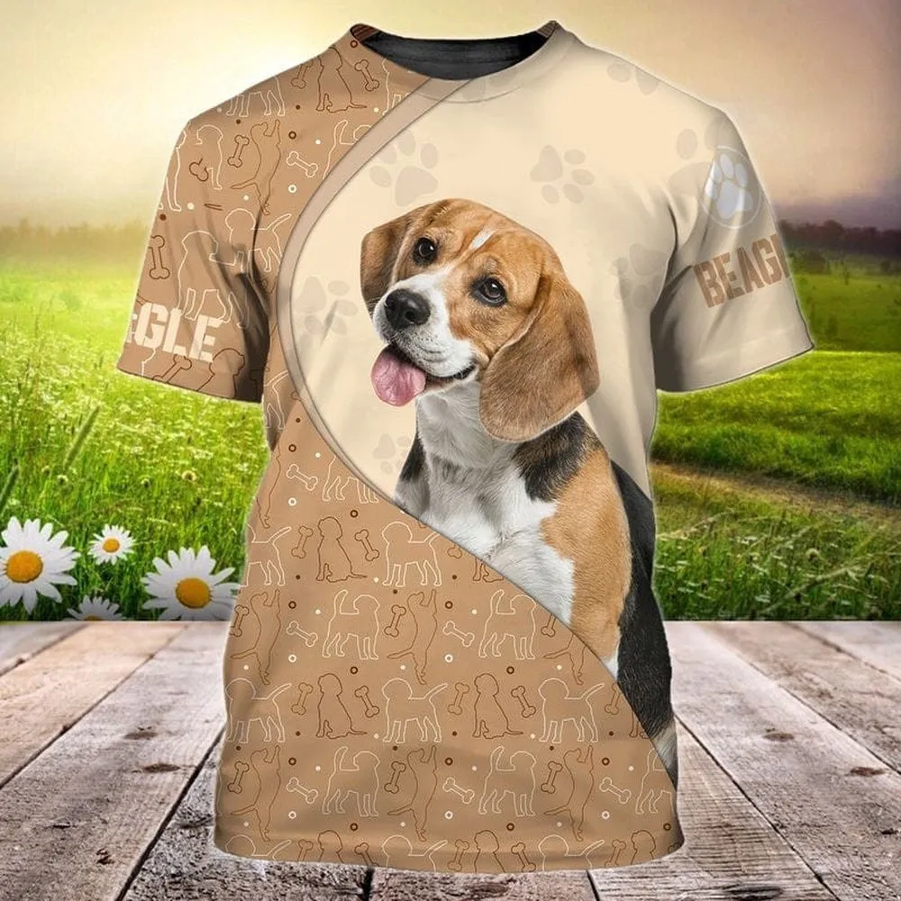 3D Dog T Shirts, Beagle Lovely All Over Print T-Shirt, Gift For Pet Loves