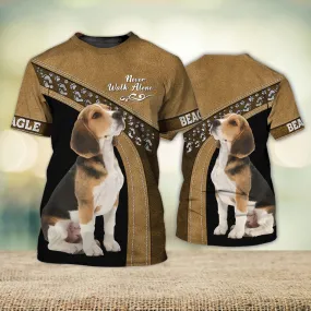 3D Dog T Shirts, Beagle Lover Never Walk Alone All Over Print T-Shirt, Gift For Pet Loves