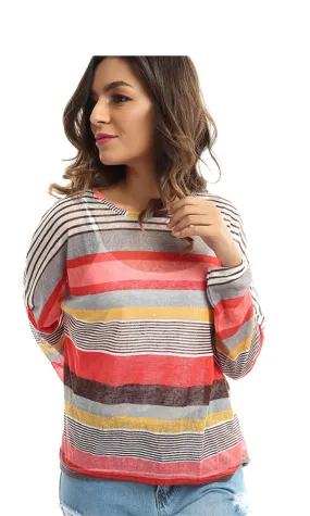 48713 Striped Cropped Top - Multicolour