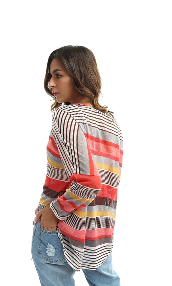 48713 Striped Cropped Top - Multicolour