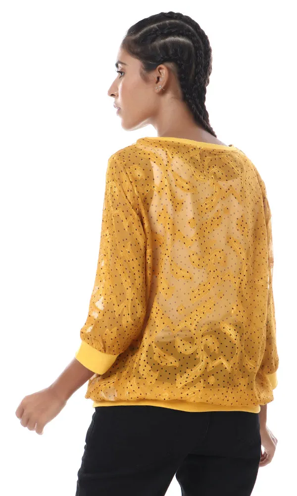 57059 Dotted See Through Mustard Top