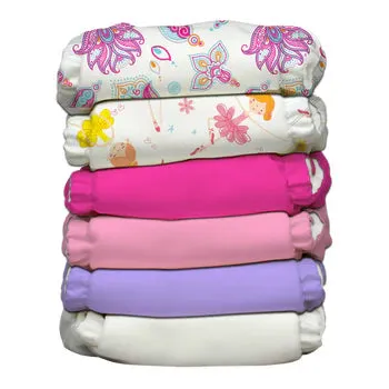 6 Diapers 12 Inserts Girl One Size Hybrid AIO