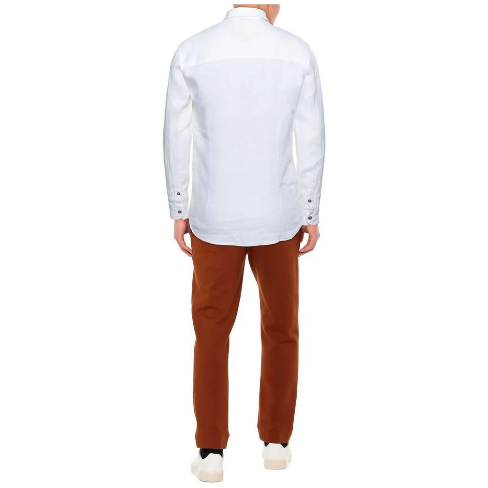 Alpha Studio Elegant White Linen Shirt for Men