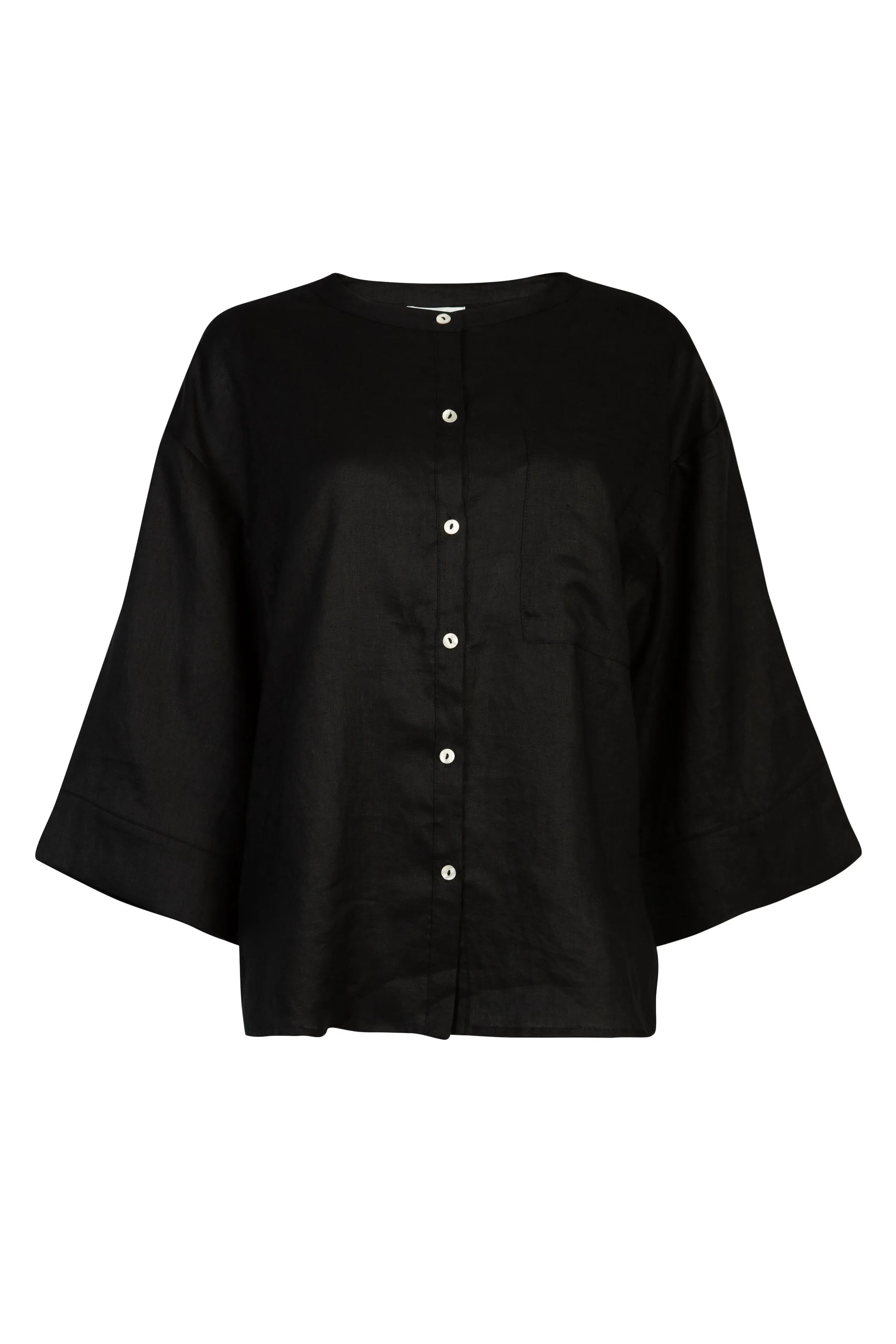 'Andrea' Linen Shirt - Black