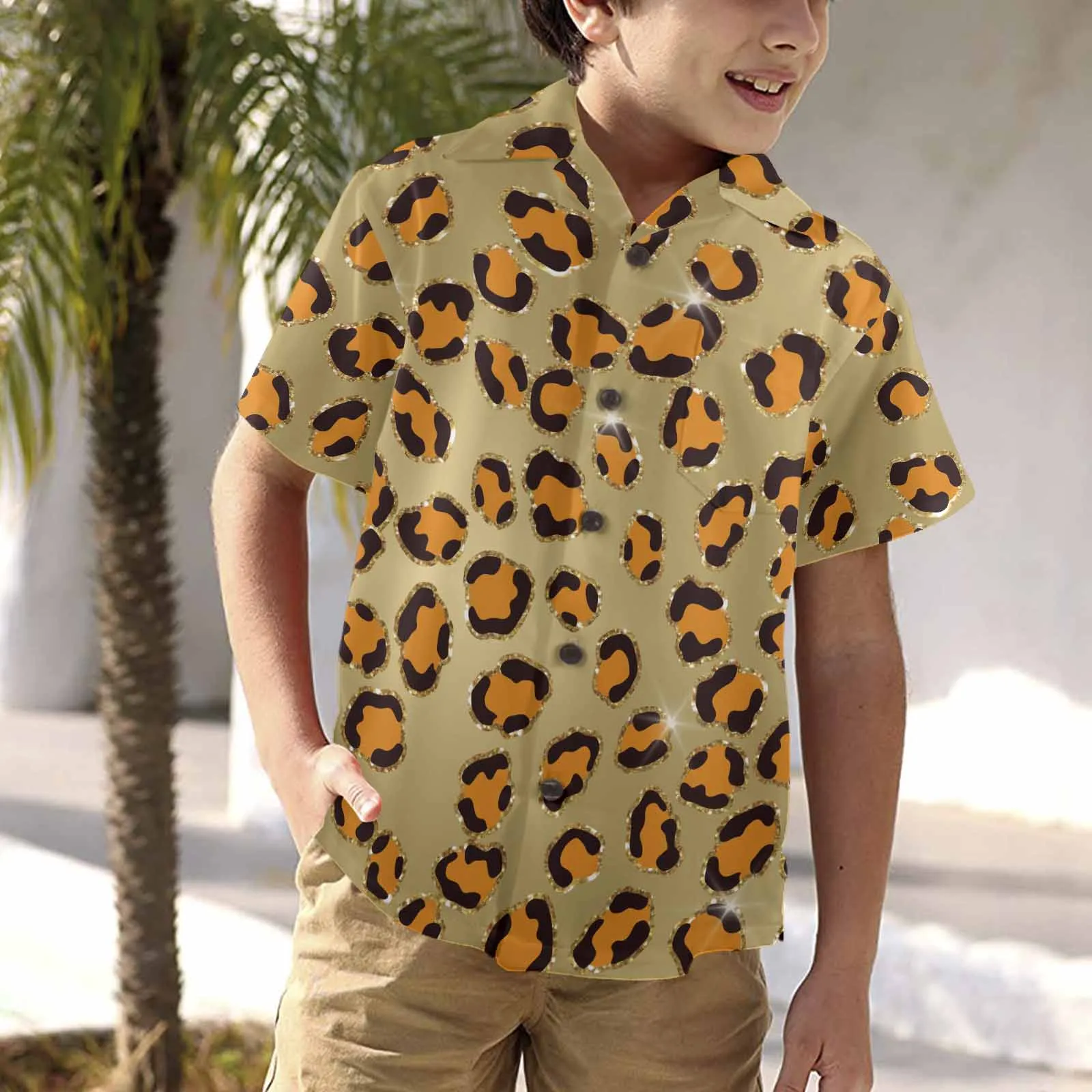 Animal Print 10  Little Boys Hawaiian Shirt