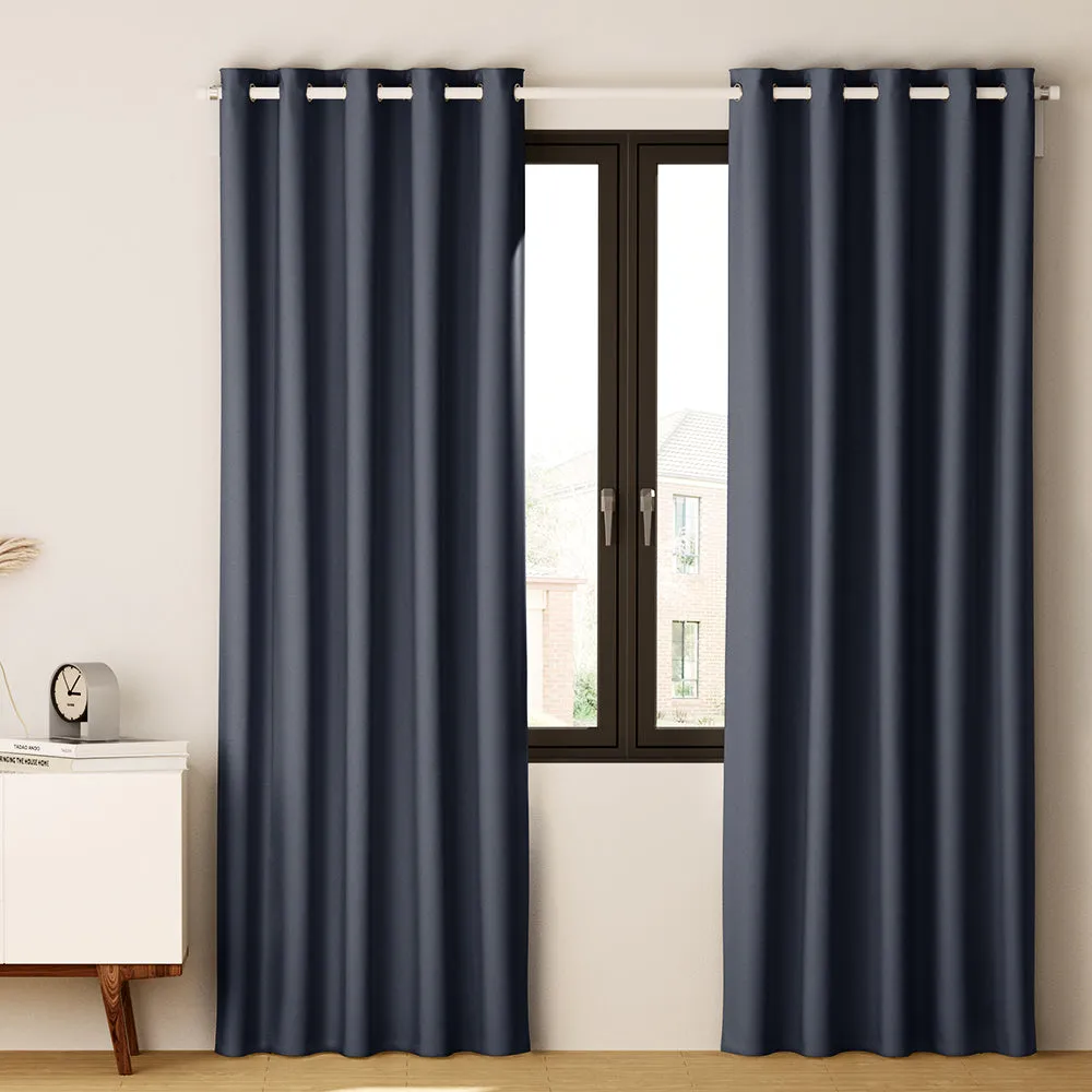 Artiss 2X Blockout Curtains Blackout Window Curtain Eyelet 140x230cm Charcoal