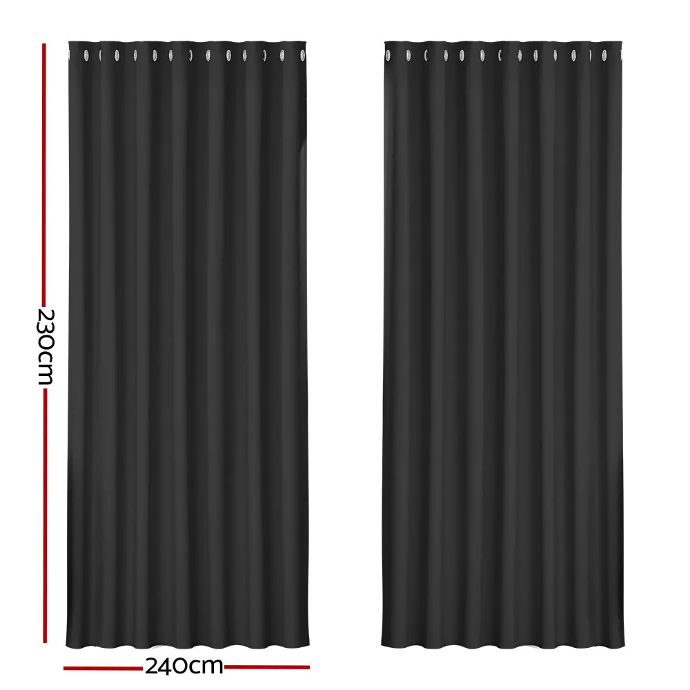 Artiss 2X Blockout Curtains Blackout Window Curtain Eyelet 240x230cm Black