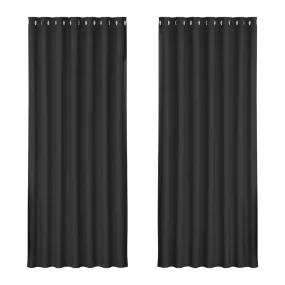 Artiss 2X Blockout Curtains Blackout Window Curtain Eyelet 240x230cm Black