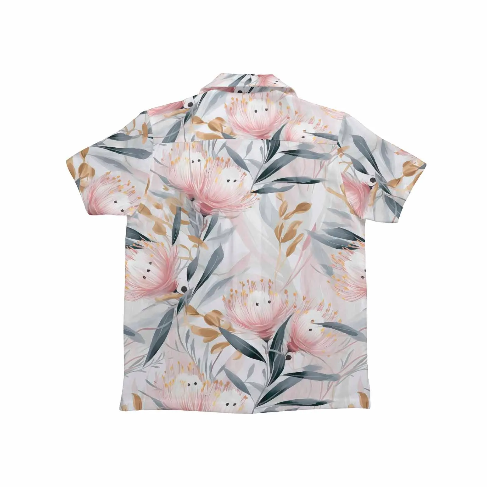 Australian Floral Pink & Grey  Little Boys Hawaiian Shirt