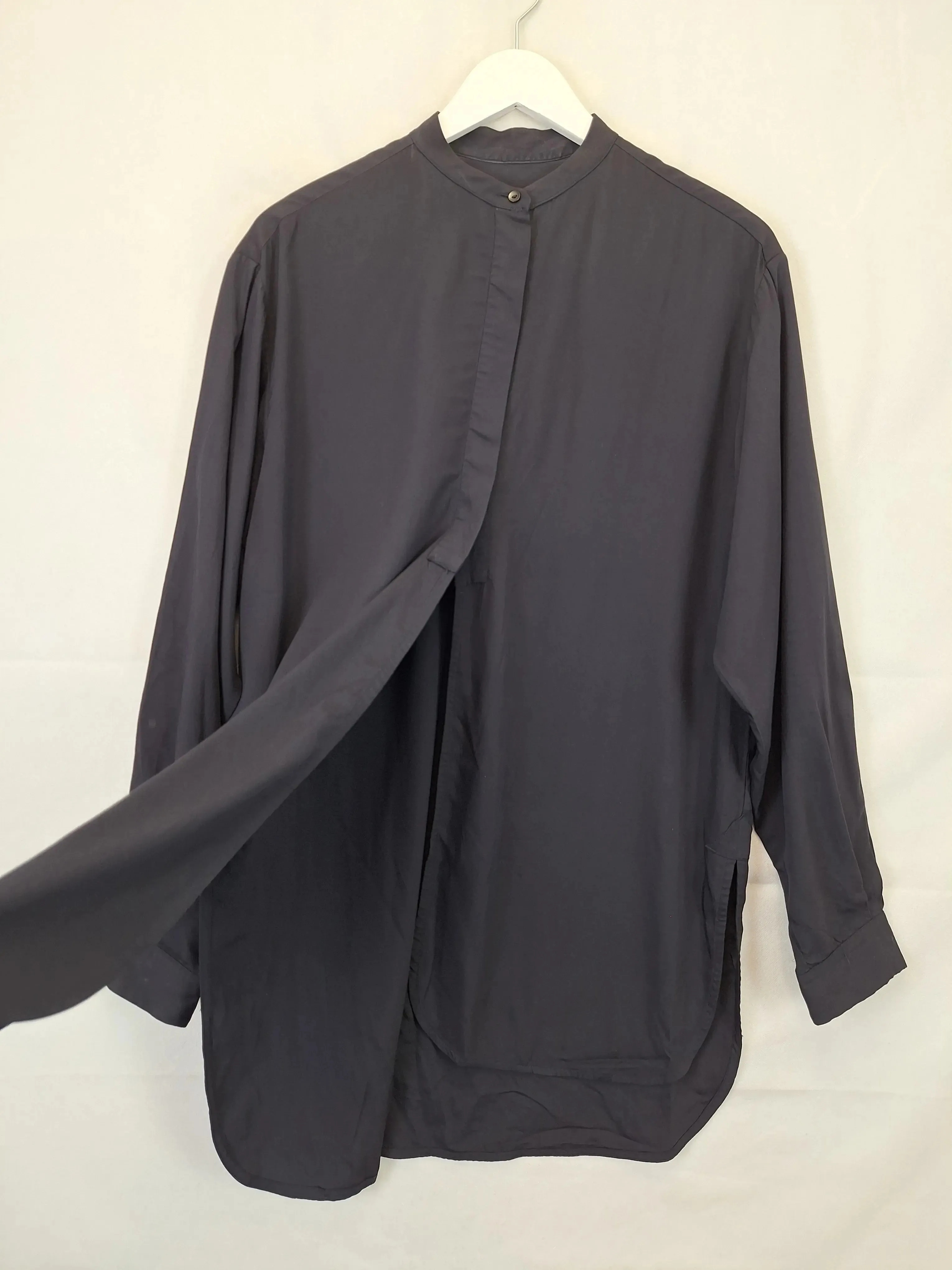 Bassike Stylish Collarless Longline Shirt Size L