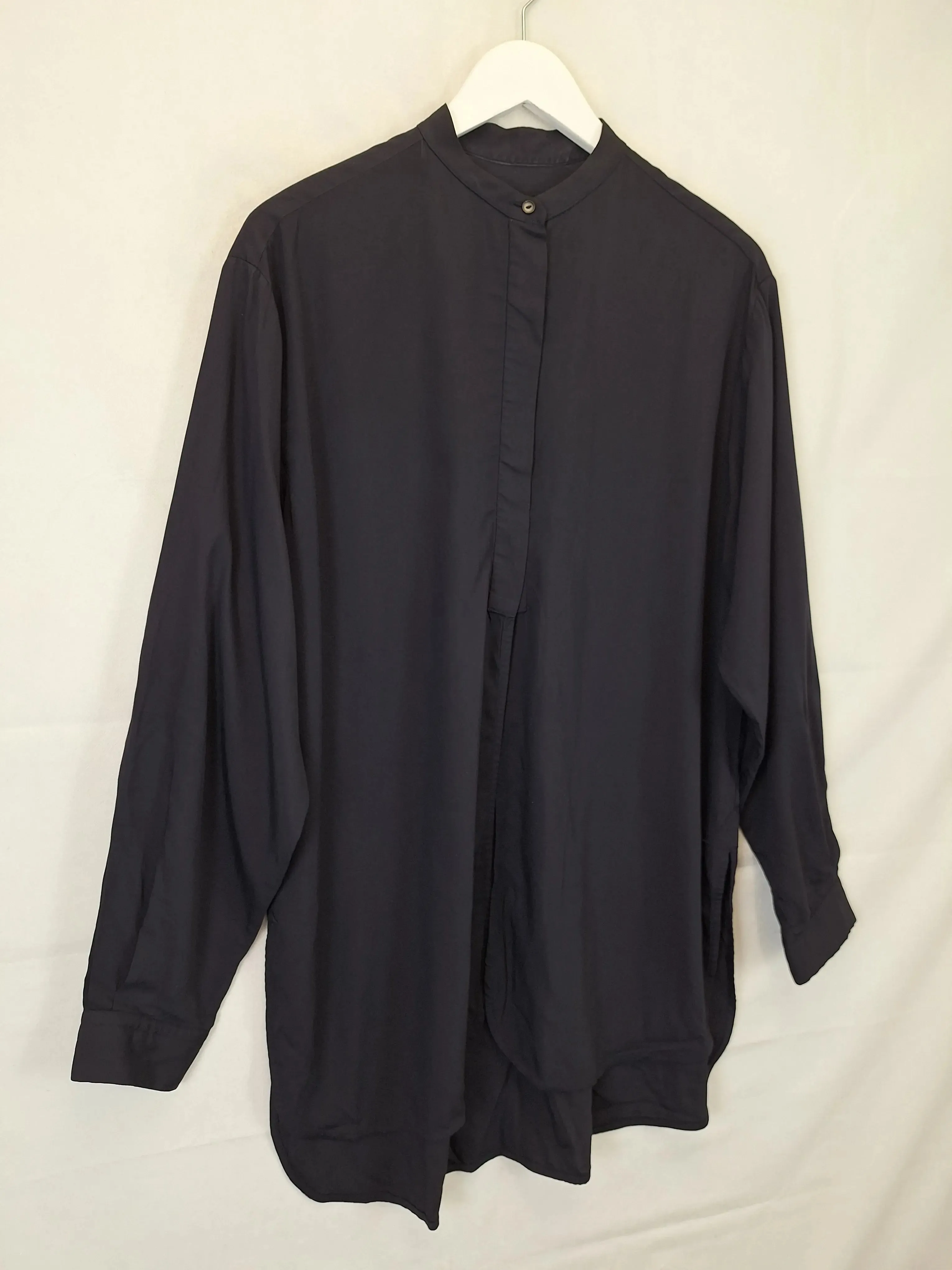 Bassike Stylish Collarless Longline Shirt Size L