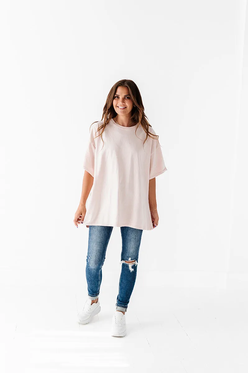 Bev Oversized Tee in Light Pink