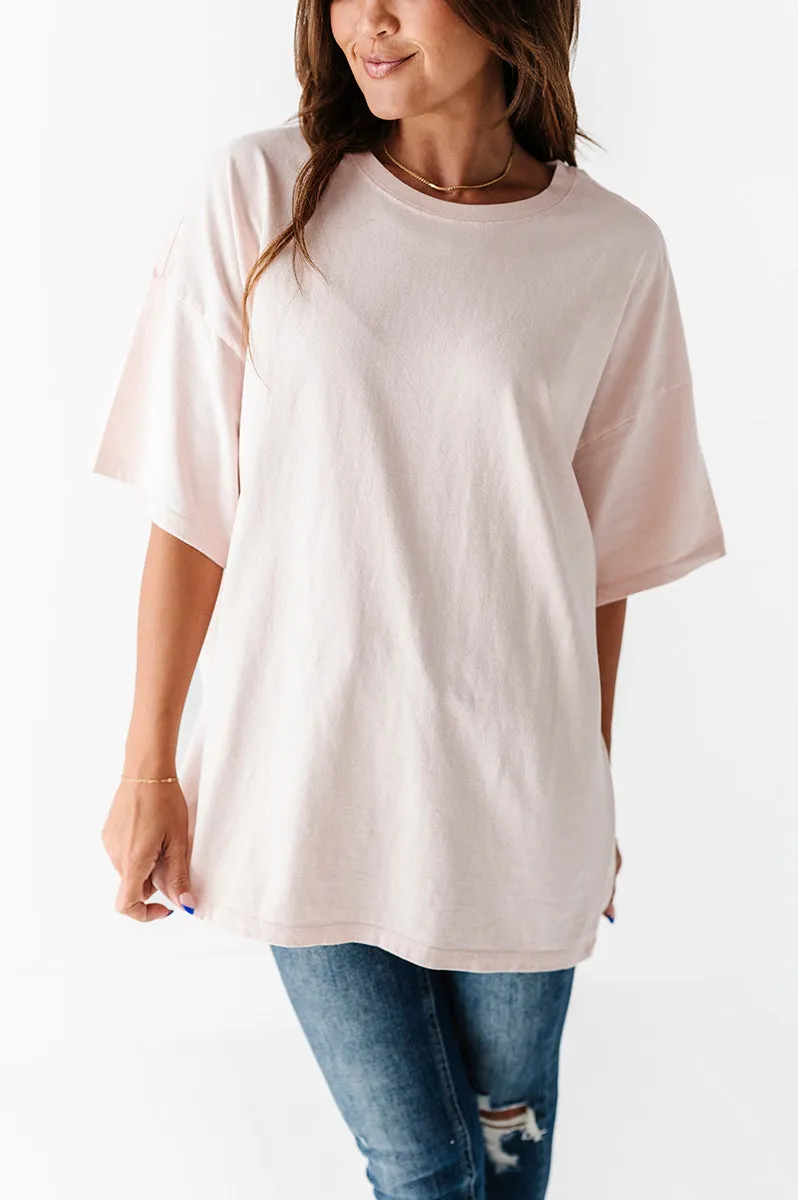 Bev Oversized Tee in Light Pink