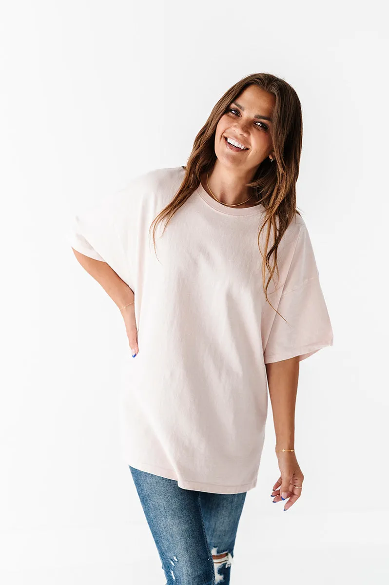 Bev Oversized Tee in Light Pink