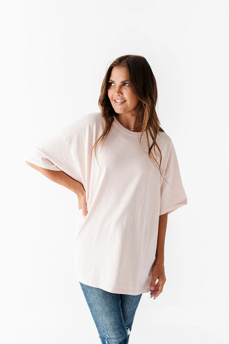 Bev Oversized Tee in Light Pink