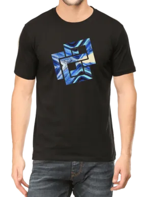 Blue & Black Geometric Design Men's T Shirt D03