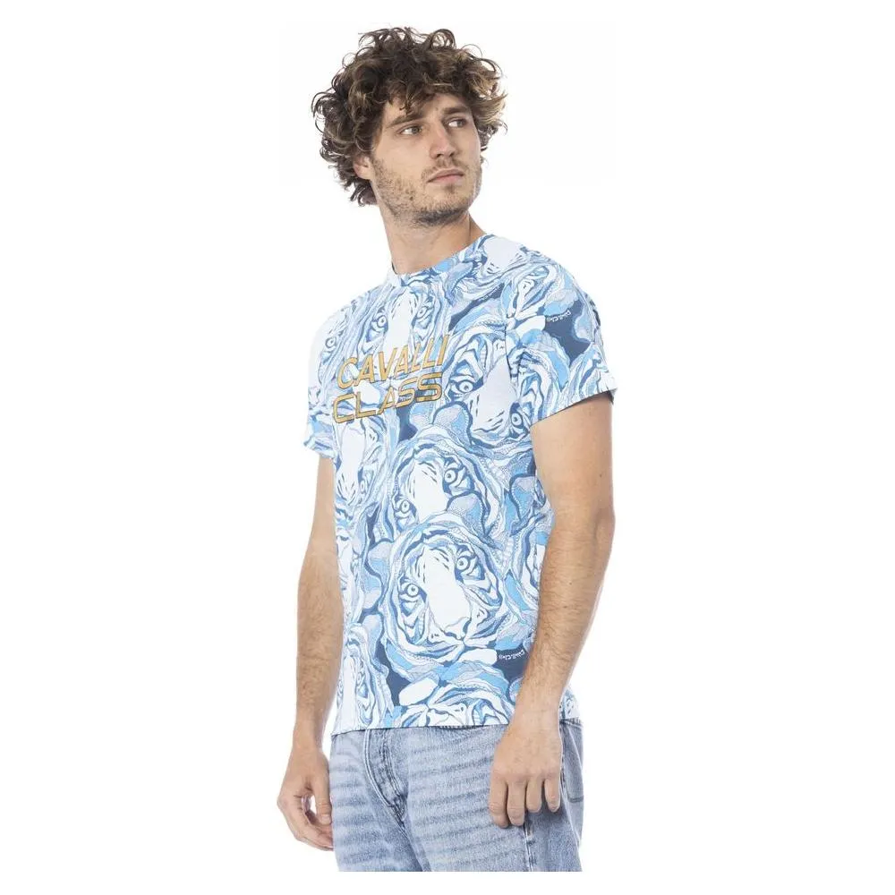 Cavalli Class Light Blue Cotton Men T-Shirt