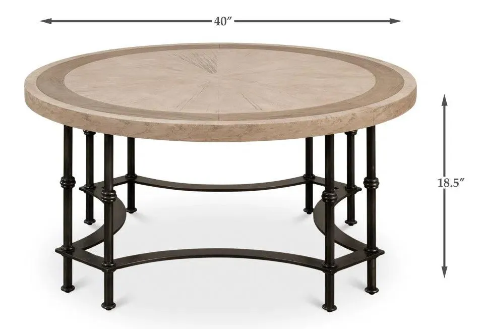 Chisholm Equestrian Cocktail Round Coffee Table Grey