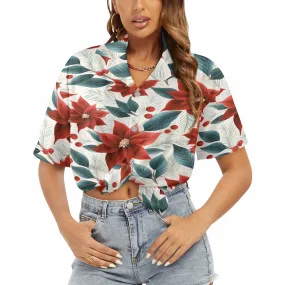 Christmas Red Poinsettia Women's Hawaiian Shirt