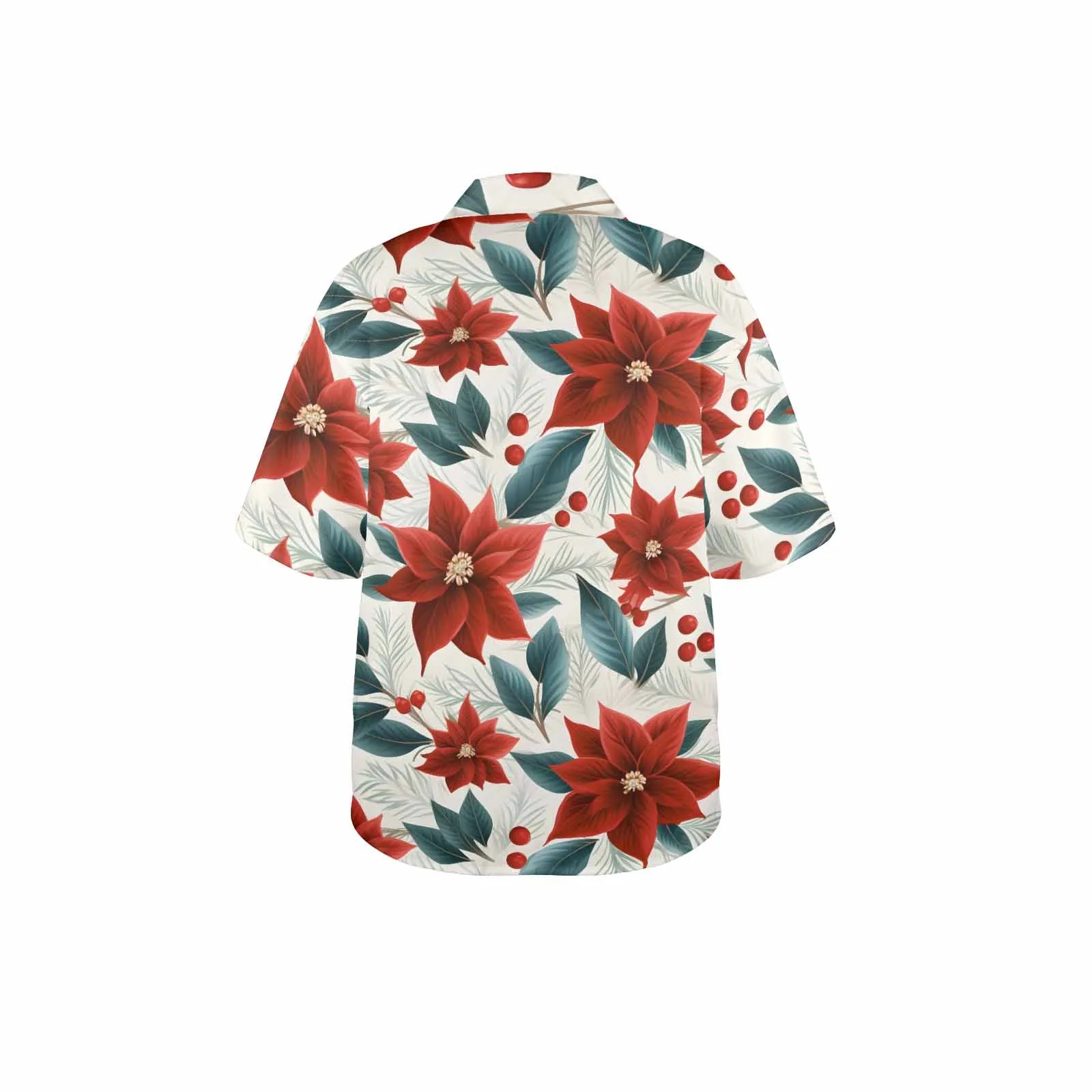 Christmas Red Poinsettia Women's Hawaiian Shirt