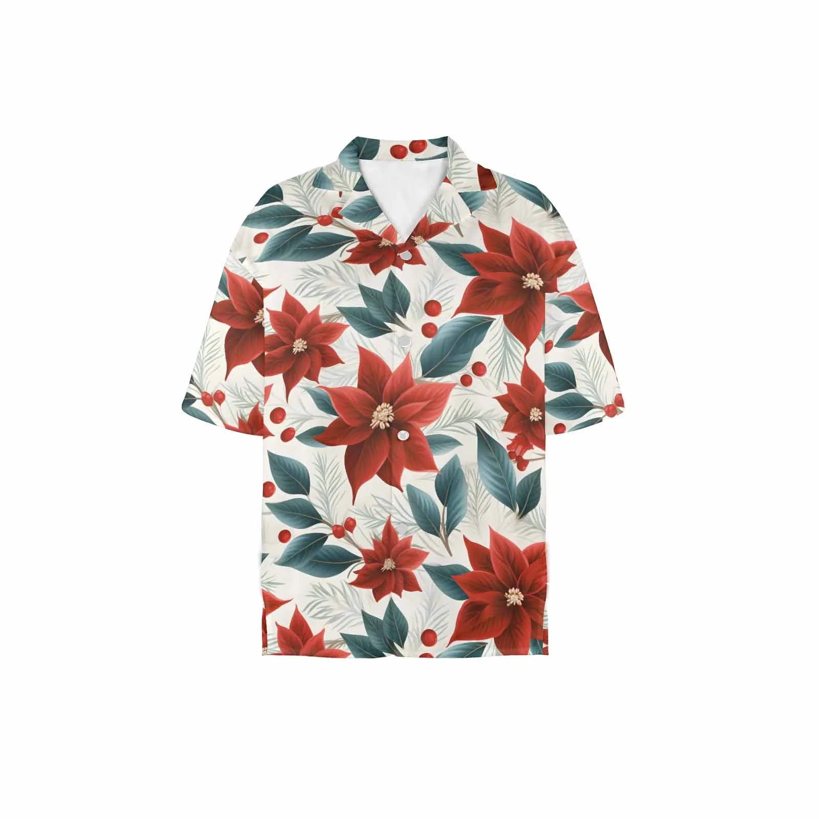 Christmas Red Poinsettia Women's Hawaiian Shirt