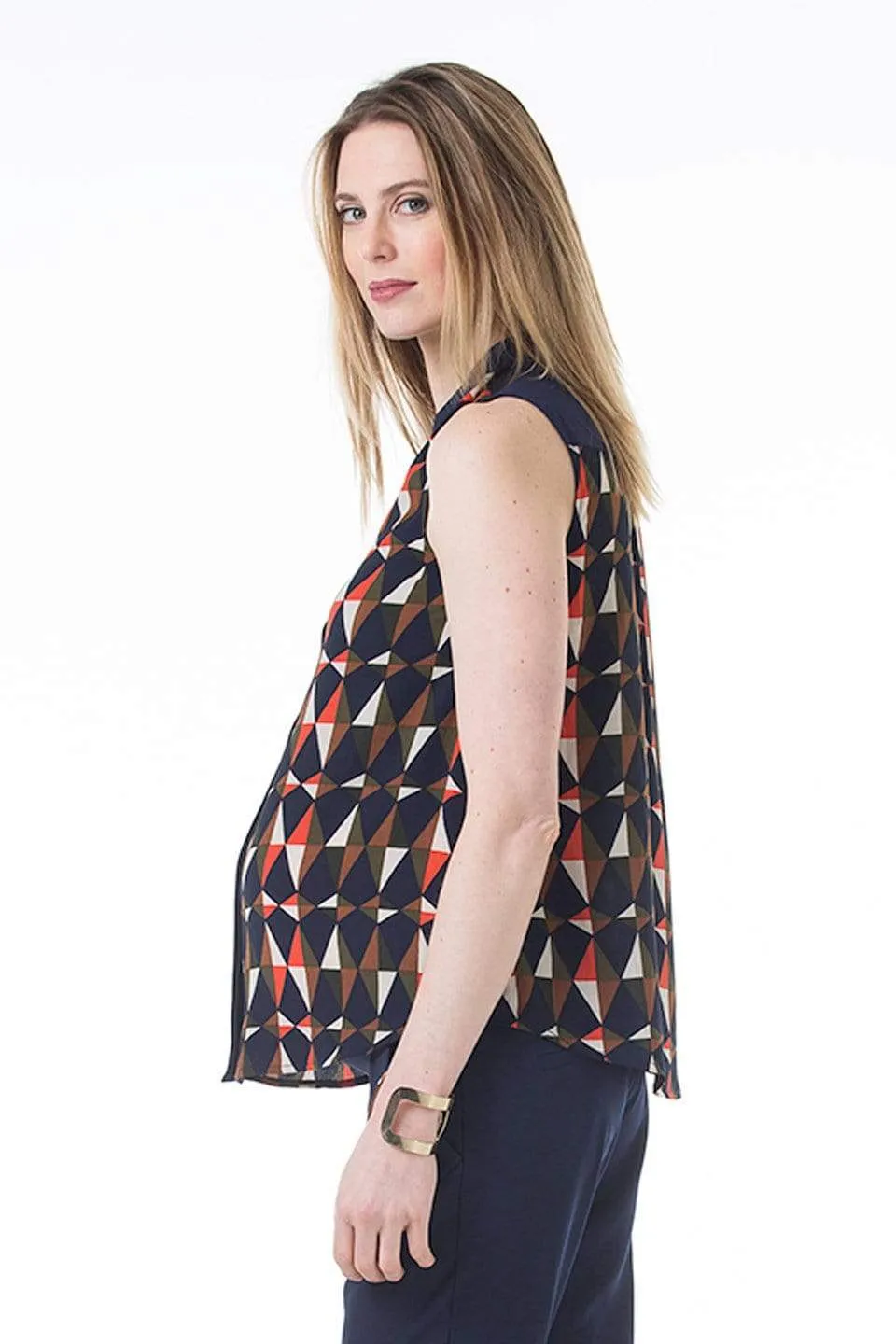 Clarion Printed Top Navy Print