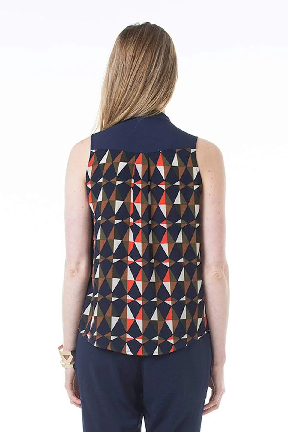 Clarion Printed Top Navy Print