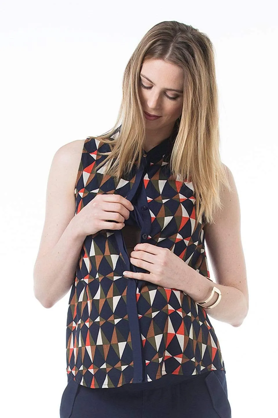 Clarion Printed Top Navy Print