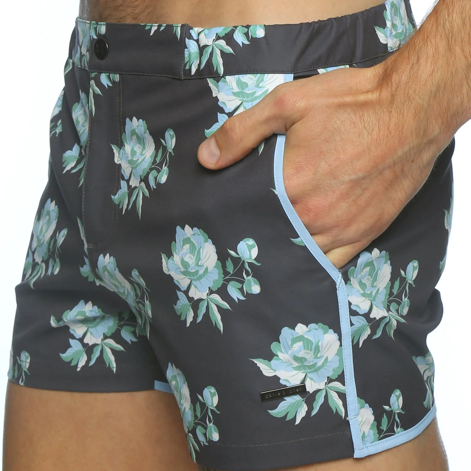 Cool Grey Peonies Print 2" Angeleno Stretch