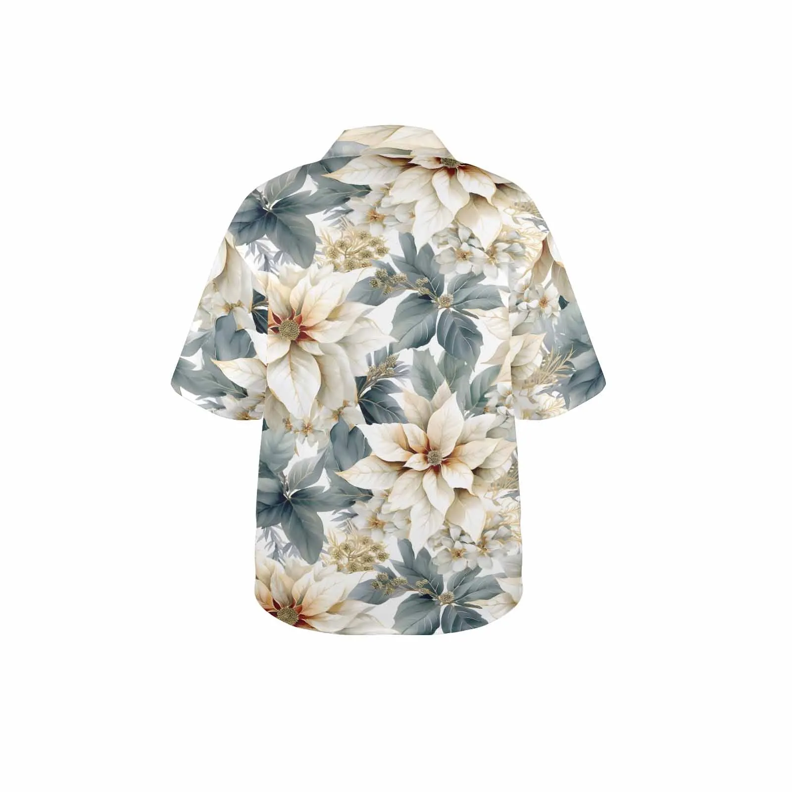 Cream Poinsettia  Women's Hawaiian Shirt