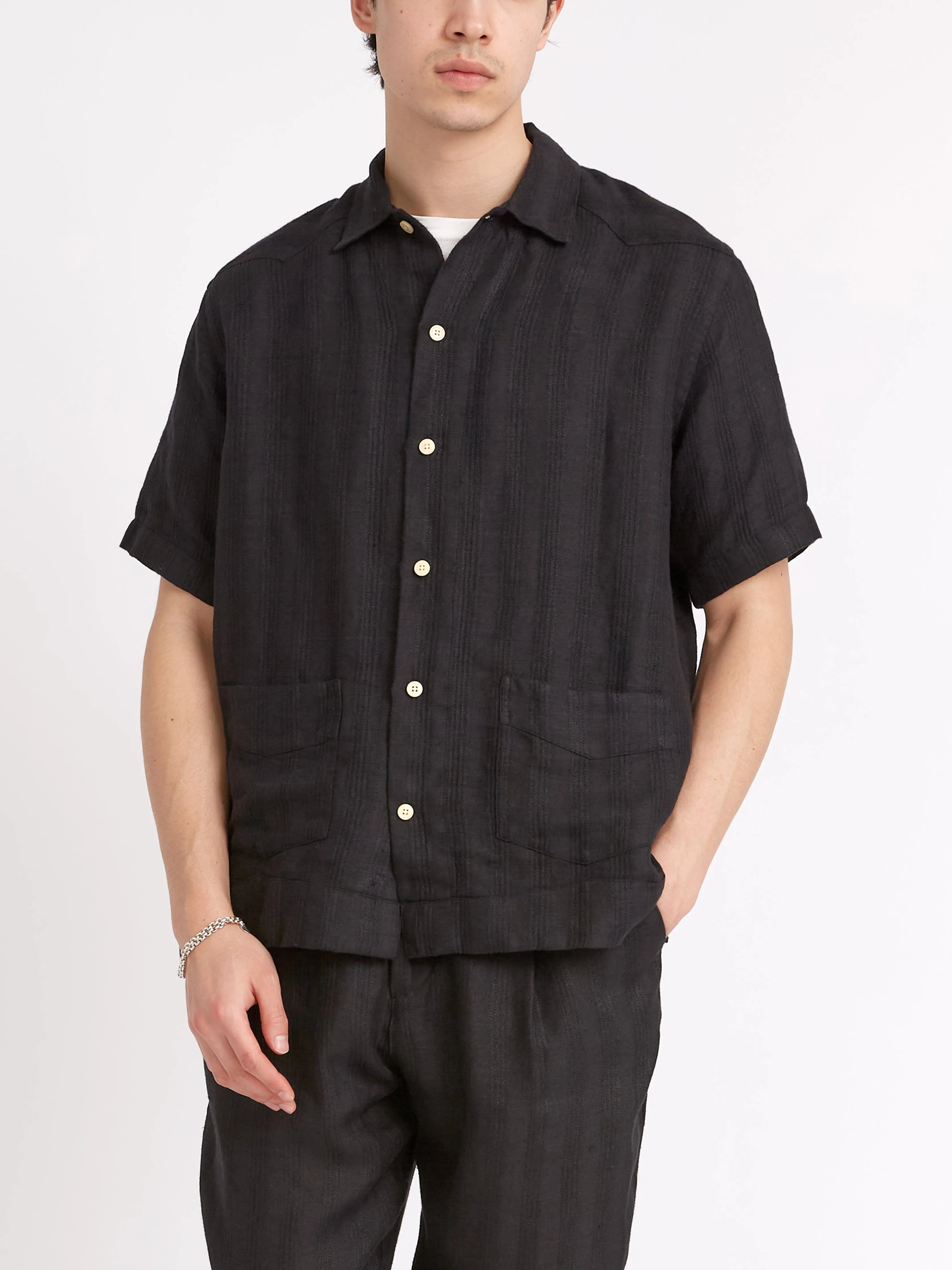 Cuban Short Sleeve Shirt Arnold Black