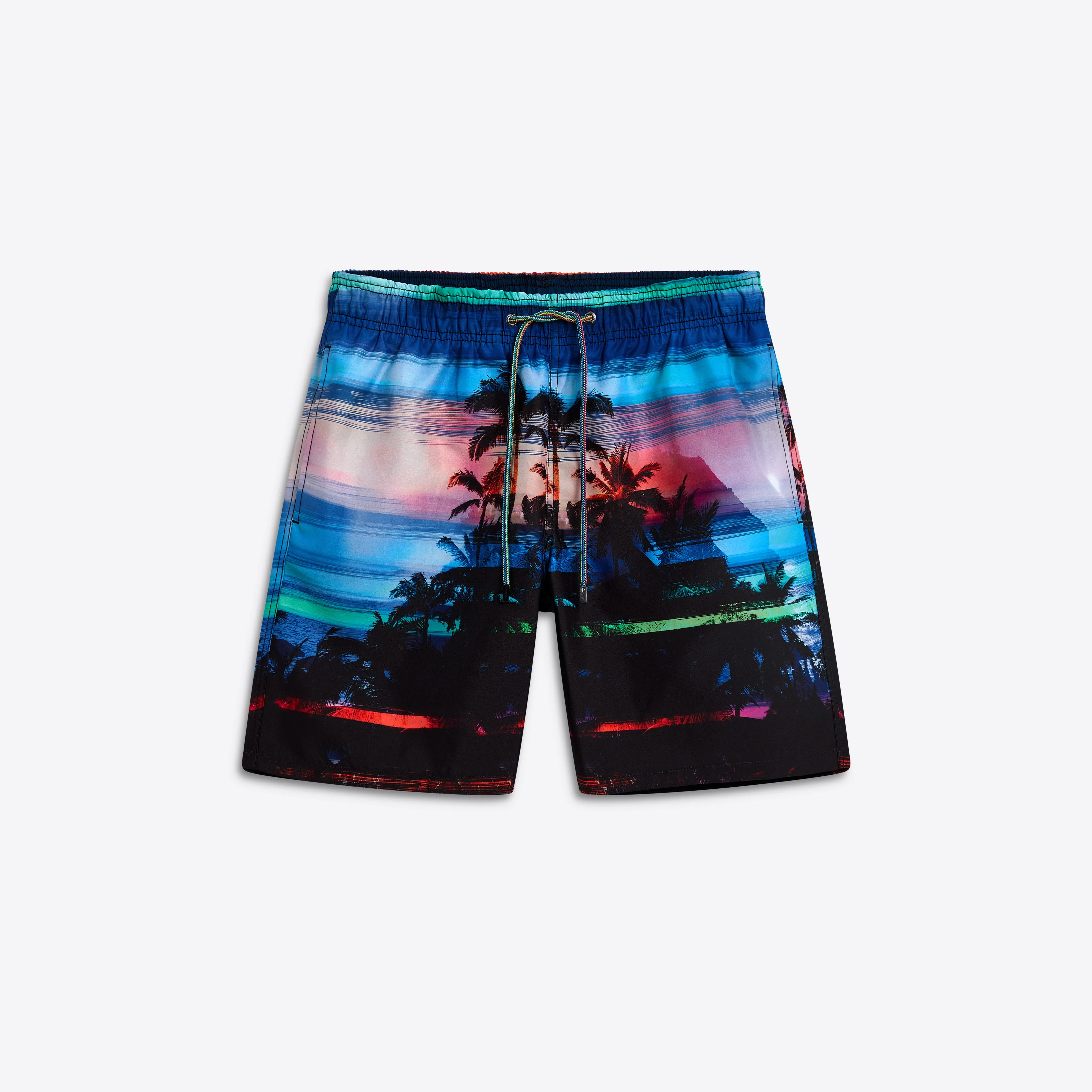 DELANO Tropical Sunset Print Swim Trunks