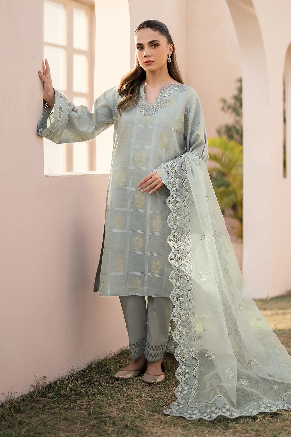 EMBROIDERED JACQUARD LAWN UF-603