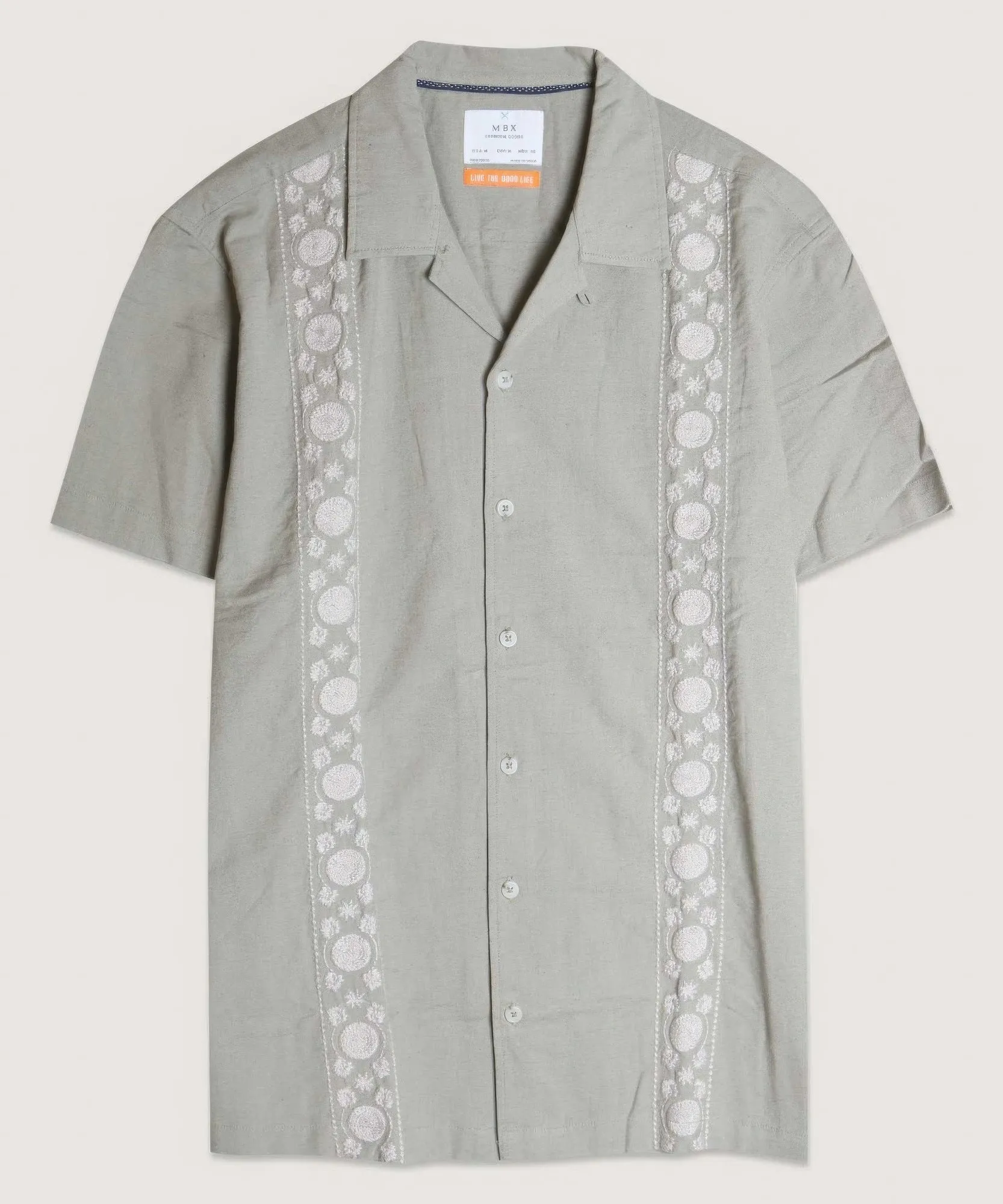 Embroidered Panels Camp Men's Button-Up Shirt