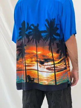 Favant Sunset Hawaiian Blue and Orange Shirt Size XL