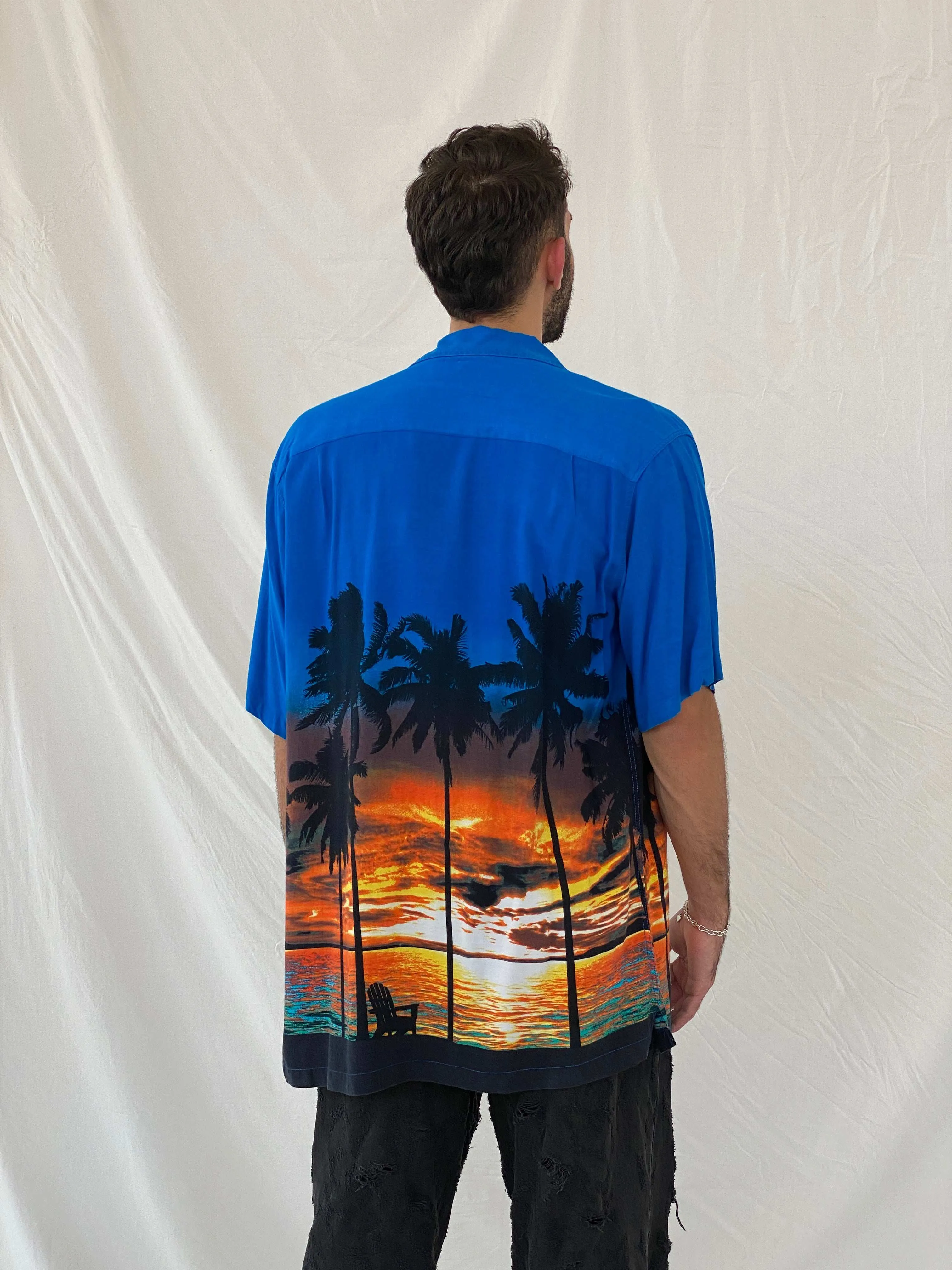 Favant Sunset Hawaiian Blue and Orange Shirt Size XL