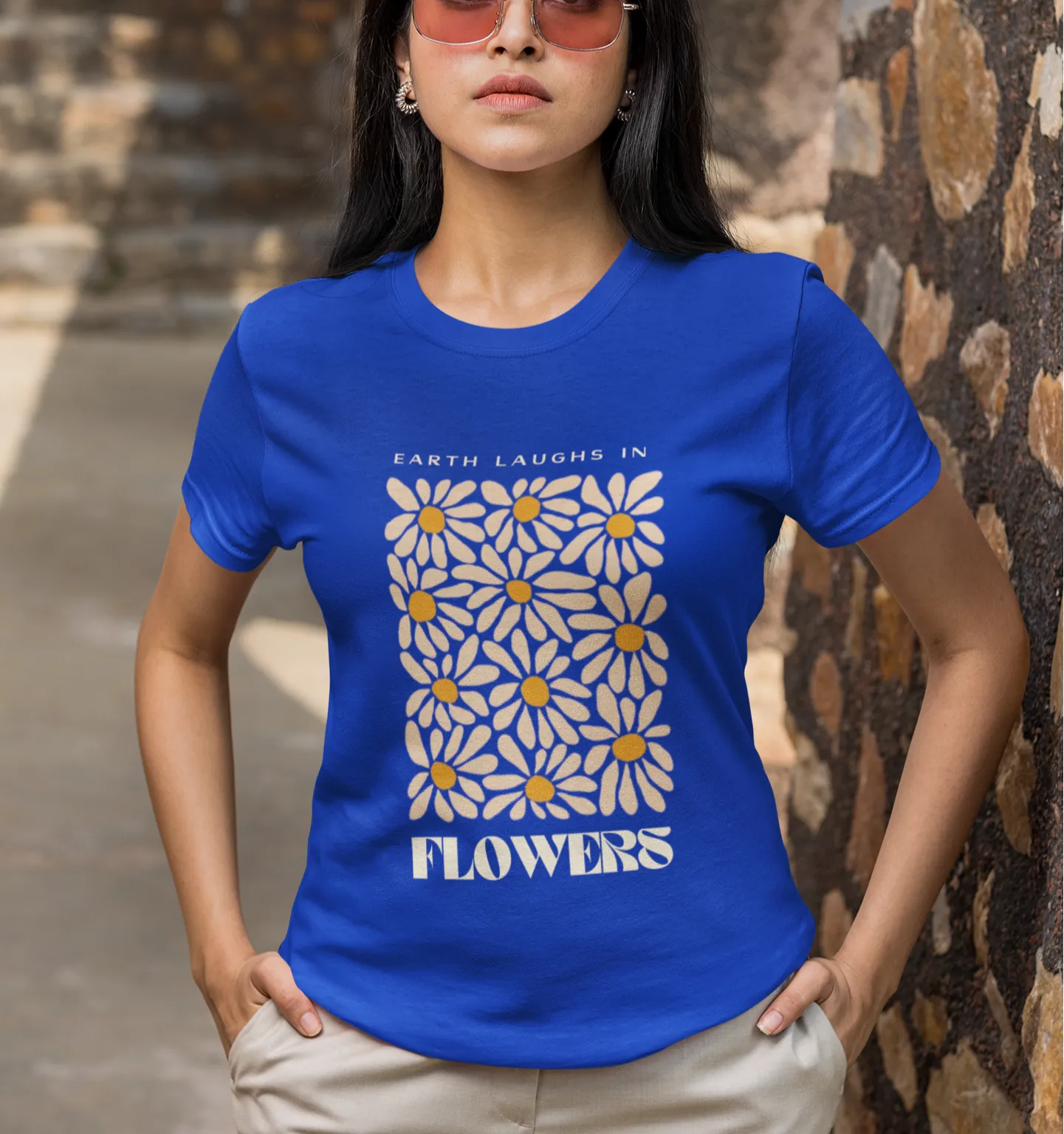 Geometric Floral Design T Shirt for Women D41