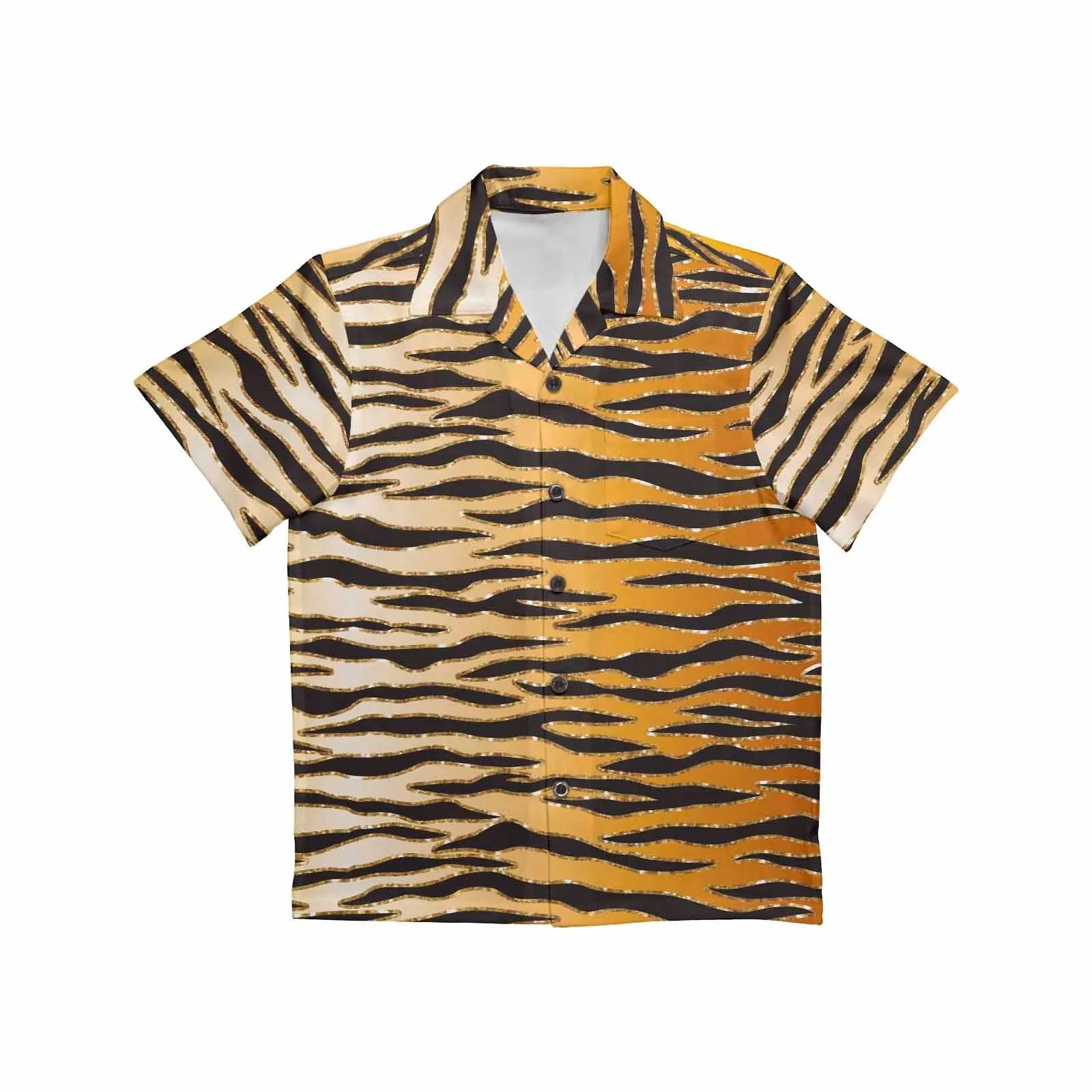 Glitter Gold Animal Print  Little Boys Hawaiian Shirt