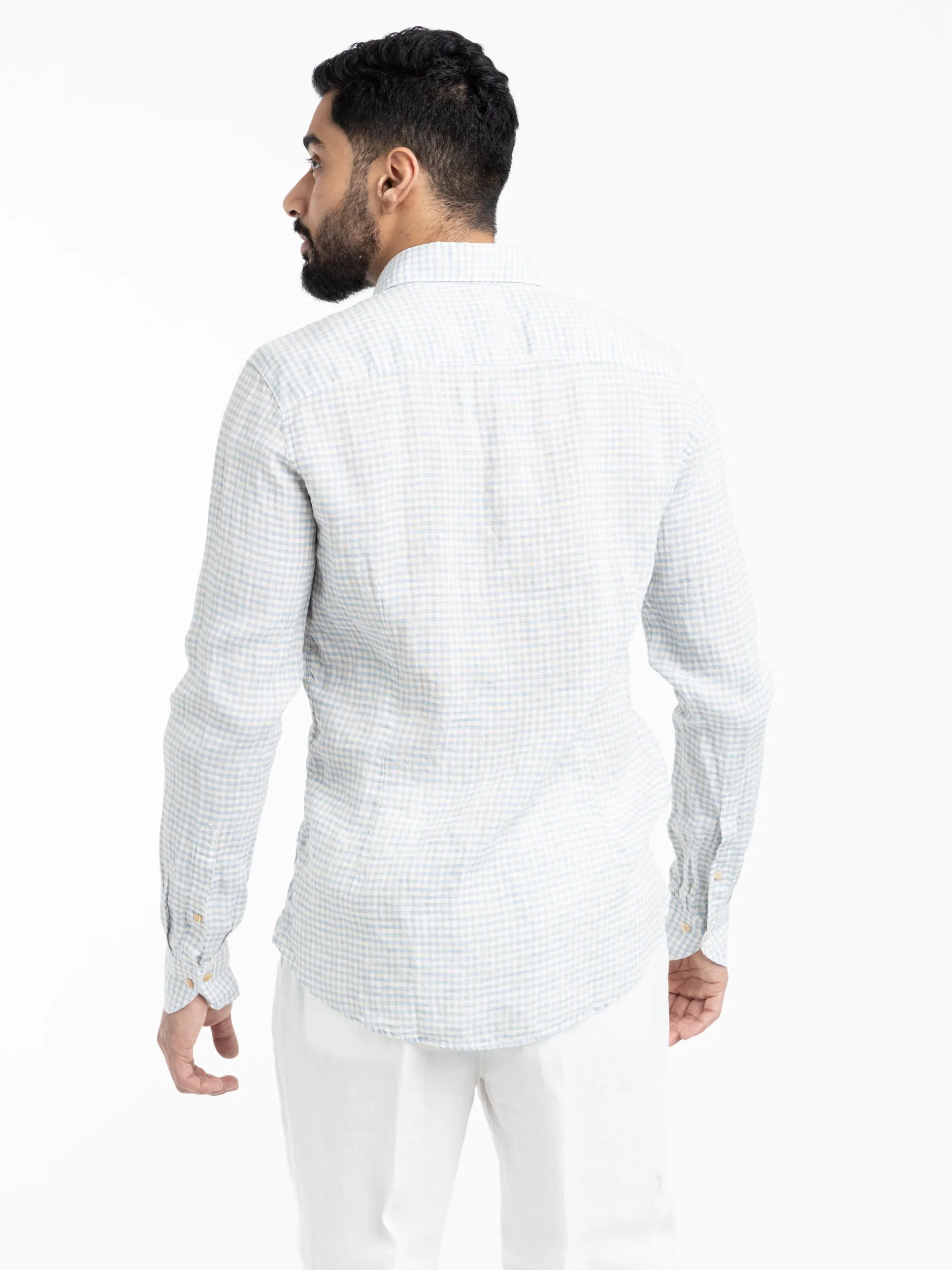 Green Checked Linen Shirt