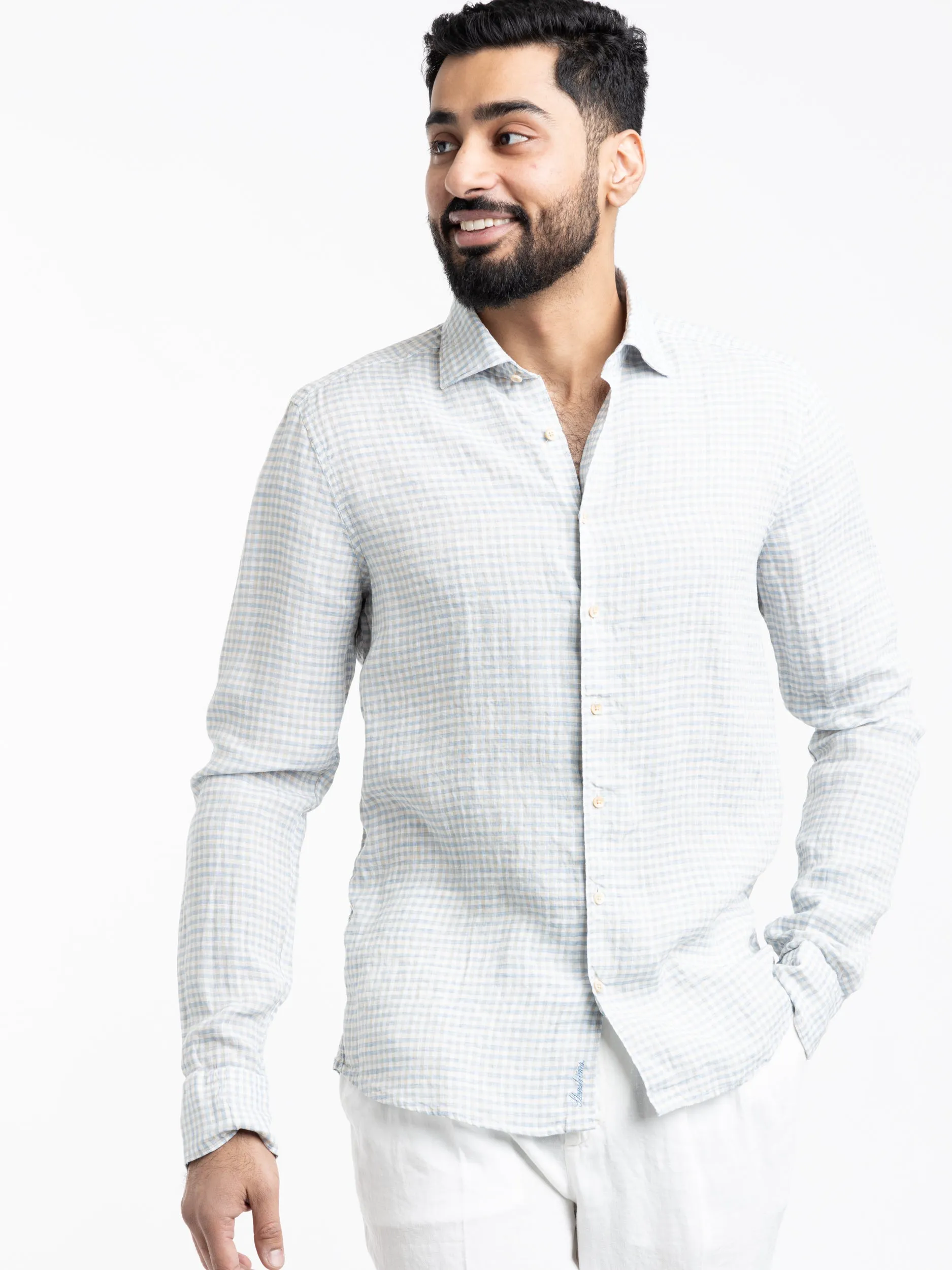 Green Checked Linen Shirt