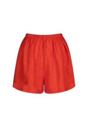 'Hacienda' Linen Shorts - Tomato Red