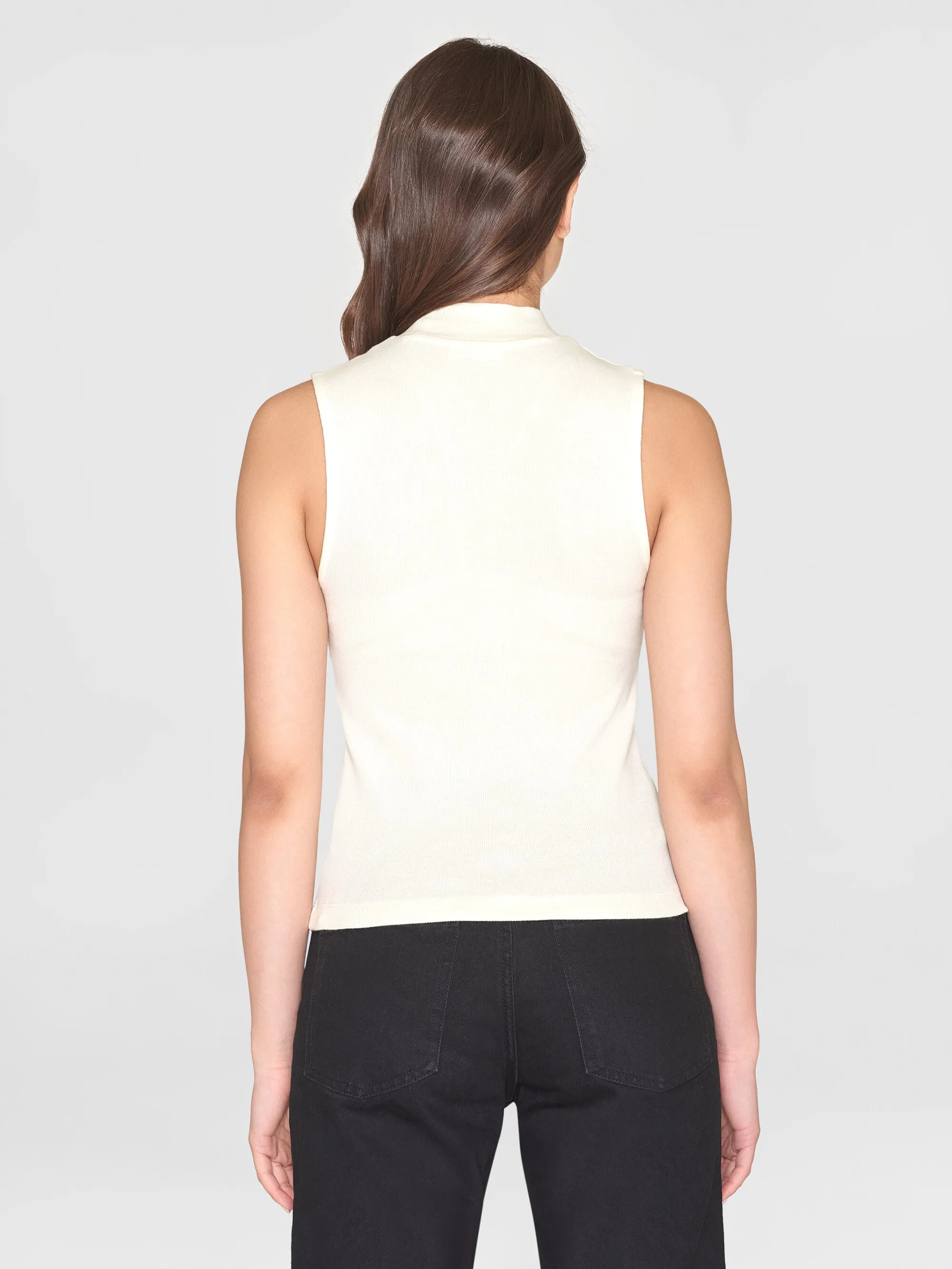 High neck rib top - Star White