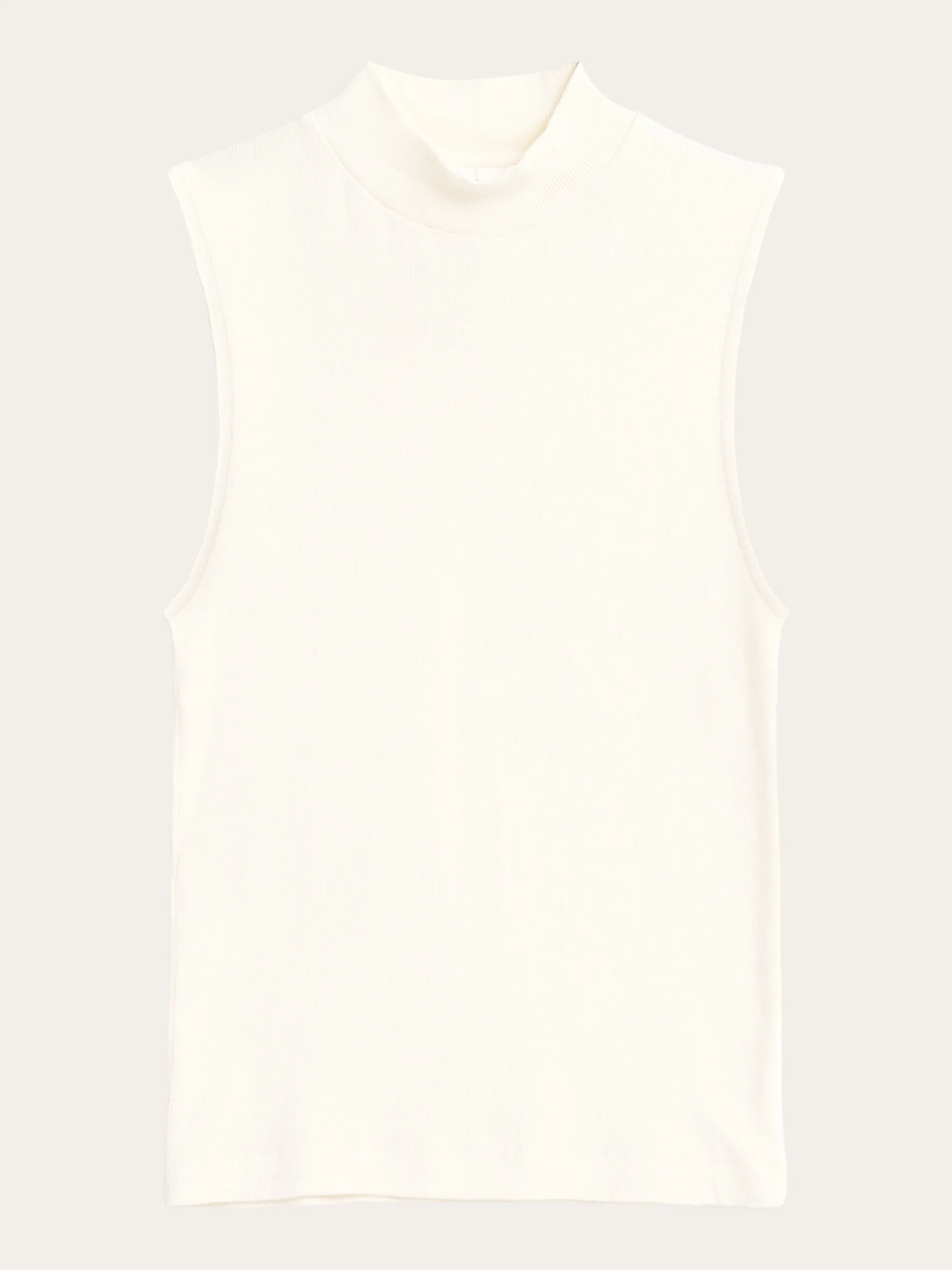 High neck rib top - Star White