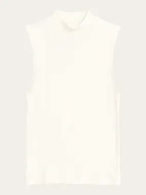 High neck rib top - Star White