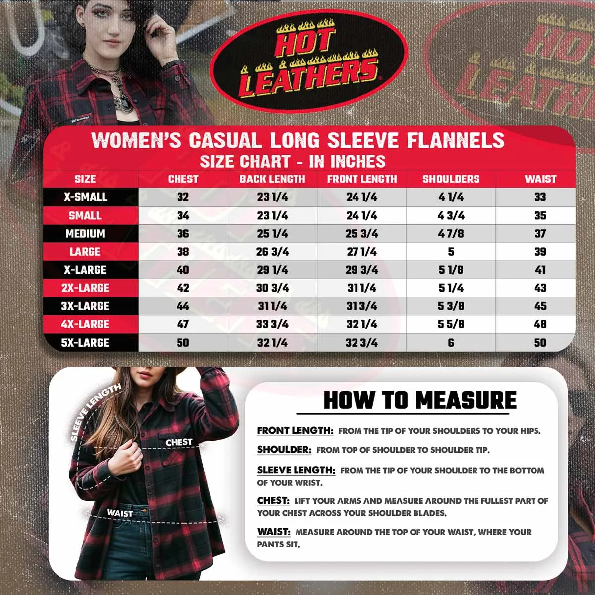 Hot Leathers FLL3007 Ladies Long Live The King Long Sleeve Flannel Shirt