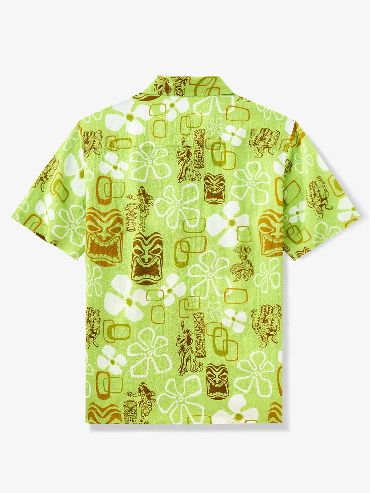 Hula Girl & Tiki Seersucker Camp Shirt