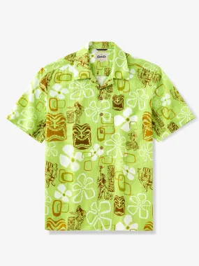 Hula Girl & Tiki Seersucker Camp Shirt