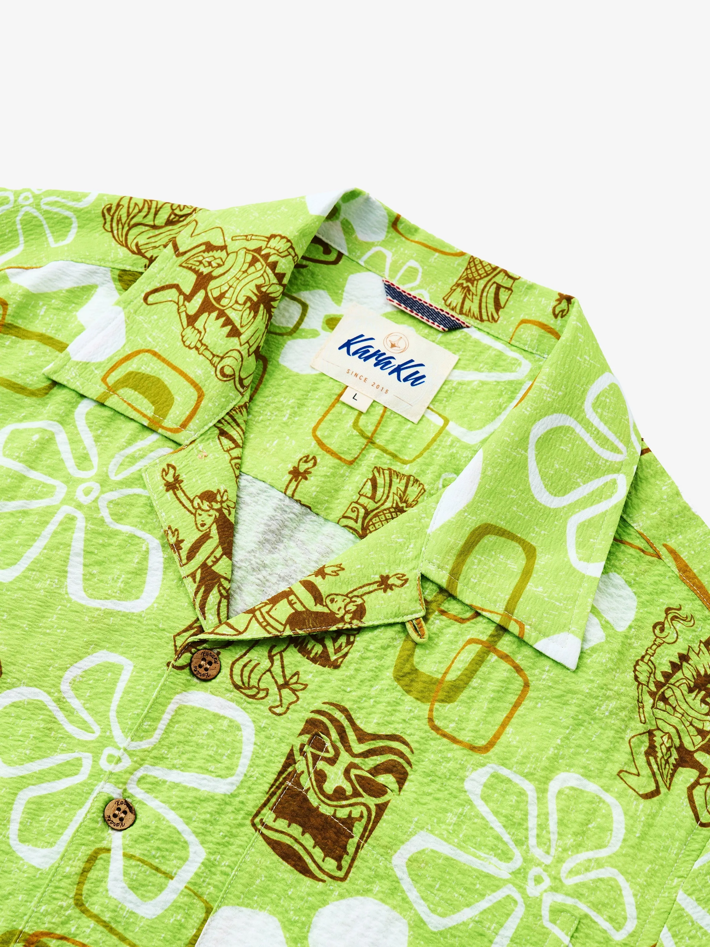 Hula Girl & Tiki Seersucker Camp Shirt