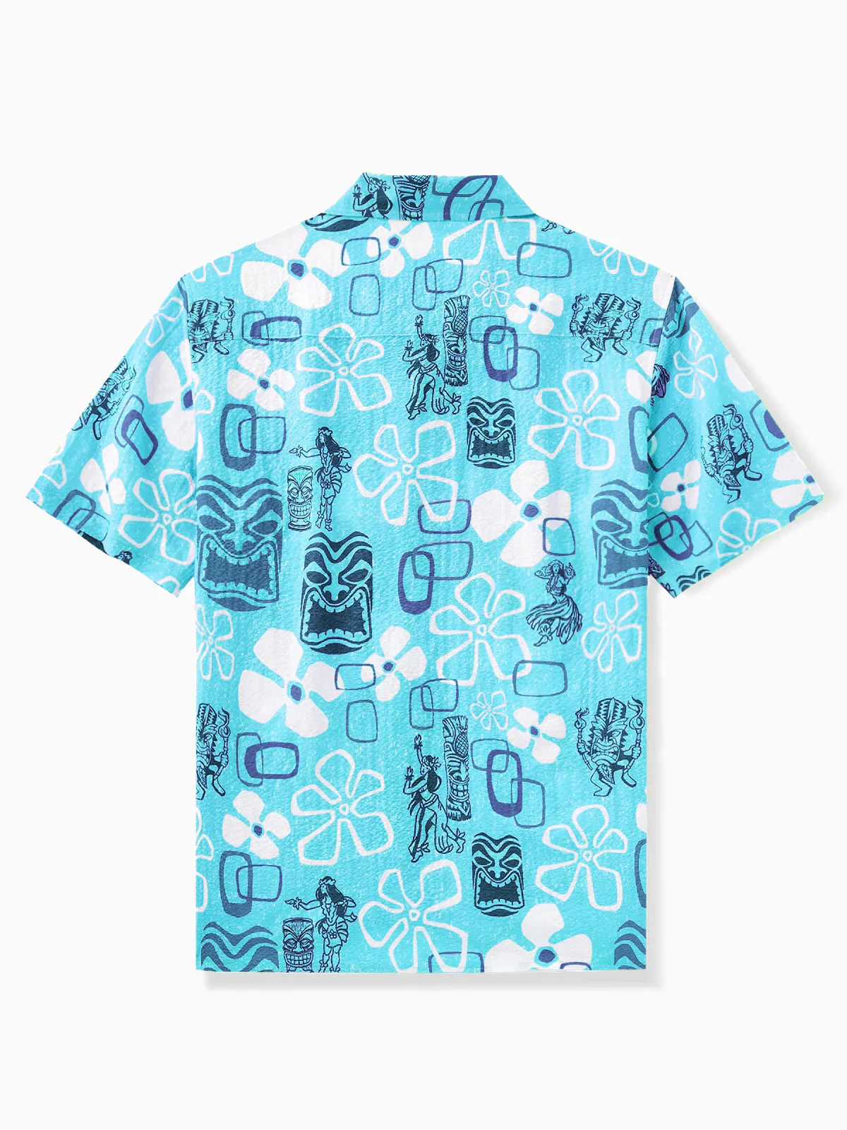 Hula Girl & Tiki Seersucker Camp Shirt